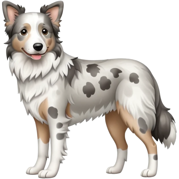 Grey spotted Merle Border Collie dog full body emoji
