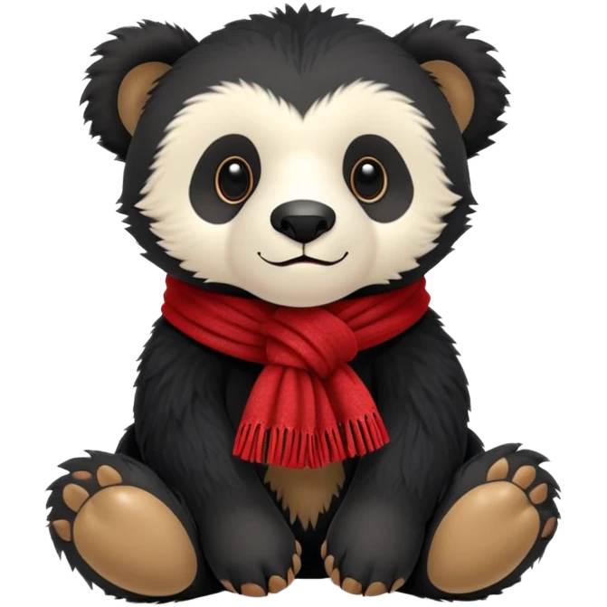 Jellycat Andean bear cub stuffed plush wearing a red scarf emoji