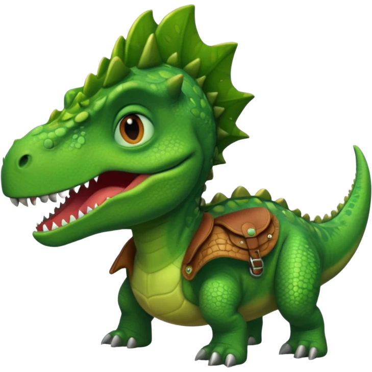 Dinosaur wear saddle, front face emoji