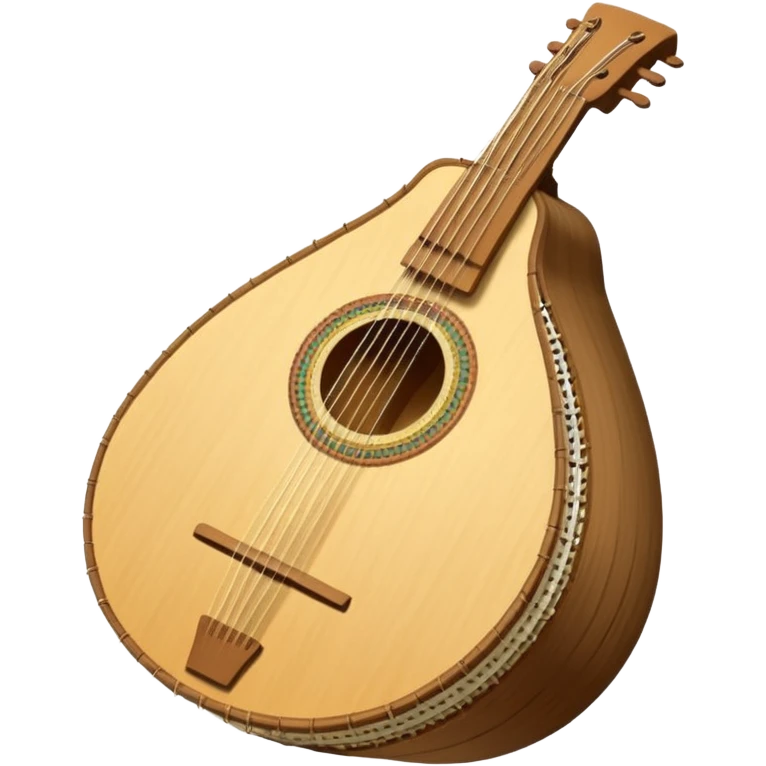 A traditional Ukrainian string instrument with a large pear-shaped wooden body, a short neck, and many strings arranged in a fan shape. It looks like a mix of a lute and a harp and is often held upright and played by plucking the strings. emoji