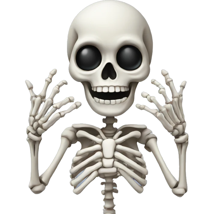 Skeleton making heart hands emoji