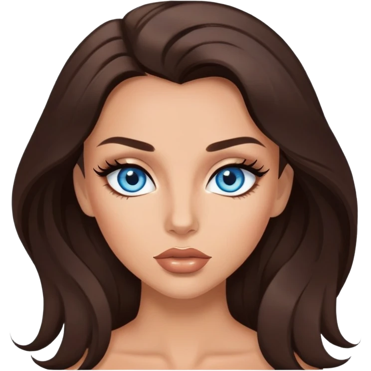 brunette baddie blue eyes long lashes full lips emoji