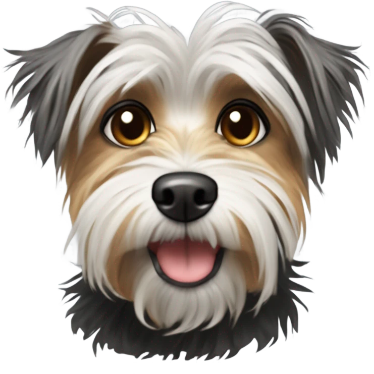 super old crusty scraggly and make him look a little more like yorkshire terrier maltese mix and cute black brown and a little bit of gray dog that’s super ugly and old yorkshire terrier and maltese mix make it way way way uglier and crustier  emoji