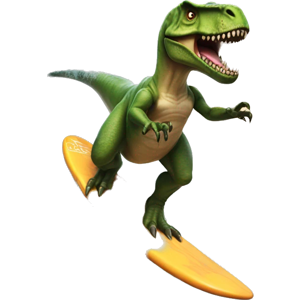 t-rex surfing  emoji
