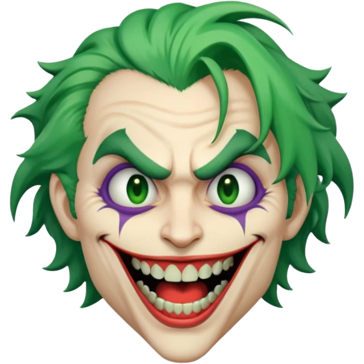 Joker face with big mouth, only one tooth emoji
