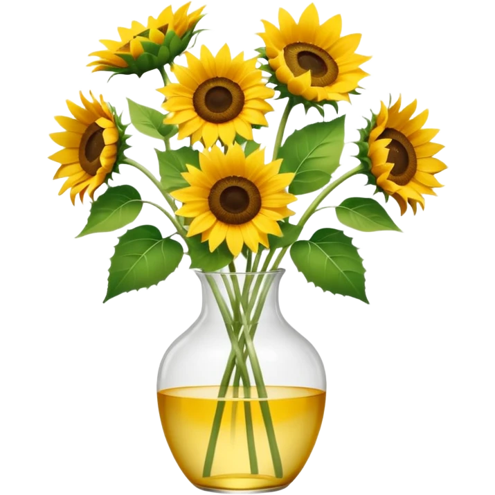 sunflower bouquet in a clear vase with scandinavian copenhagen vibe emoji