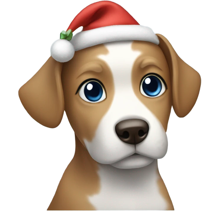 Shiatsu dog with girl with blue eyes and short hair wearing christmas hat  emoji
