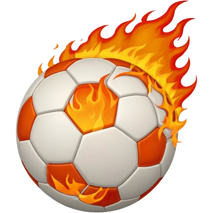 soccer ball with flames emoji