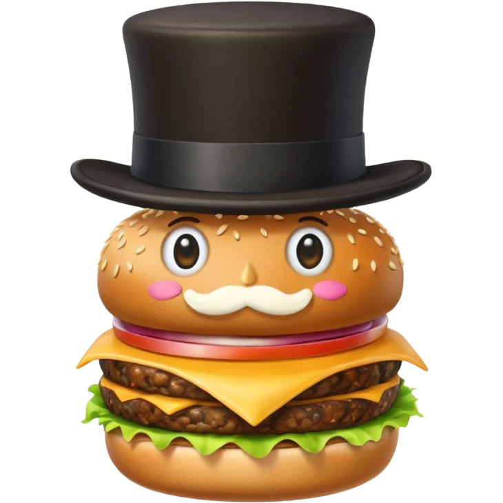 A burger with a top hat emoji