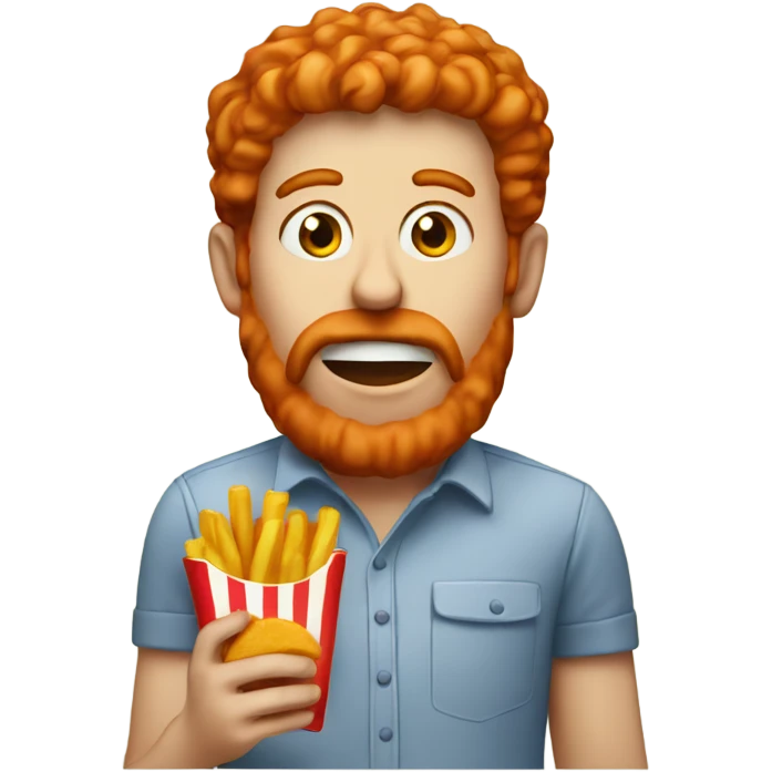 Red head man eating fries emoji
