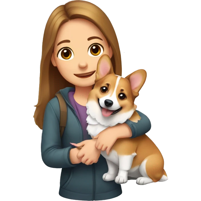 welsh corgi with girl emoji