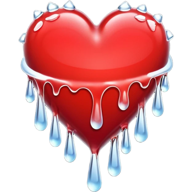 cold heart , red heart with icicles dripping on the bottom emoji
