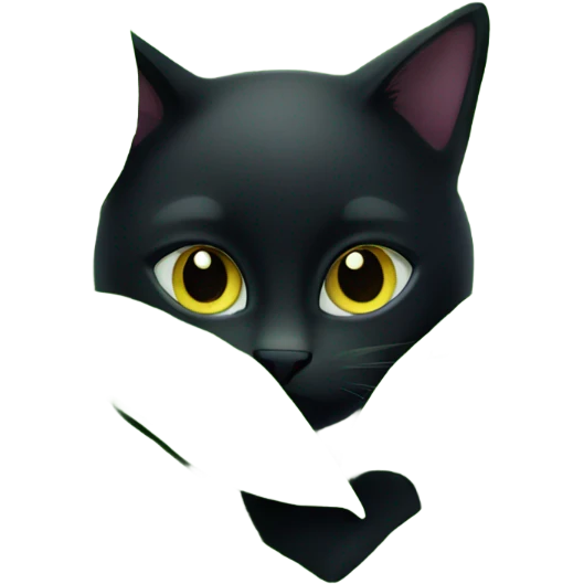 black cat with green leaves emoji