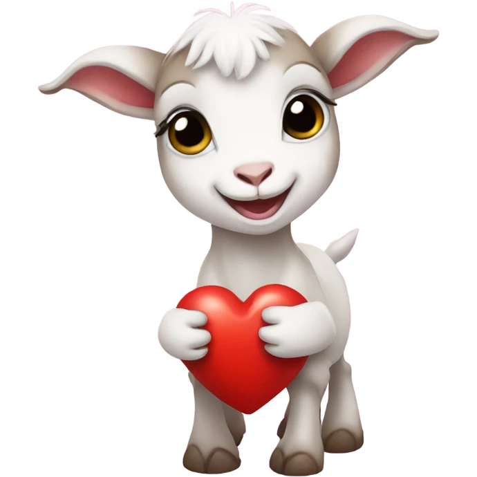 Baby goat holding heart emoji