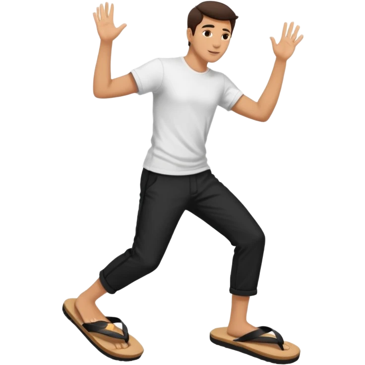 Dancing in black huge flip flops  emoji
