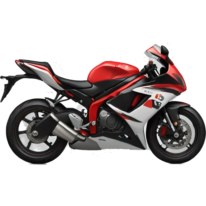 a r6 motorcycle with red details in the tokyo  emoji