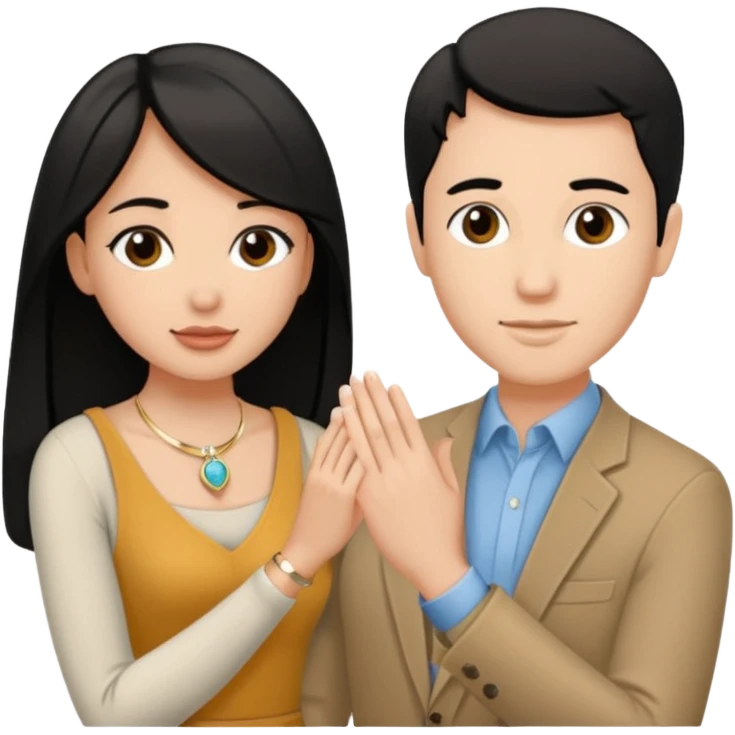 George Floyd make a proposal to a thin pale black haired girl emoji