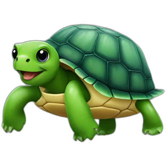 turtle carrying a big green garlic emoji
