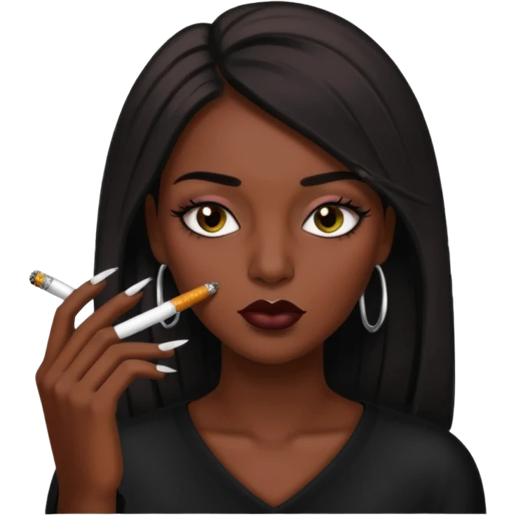 Baddie smoking face with lashes and nails  emoji