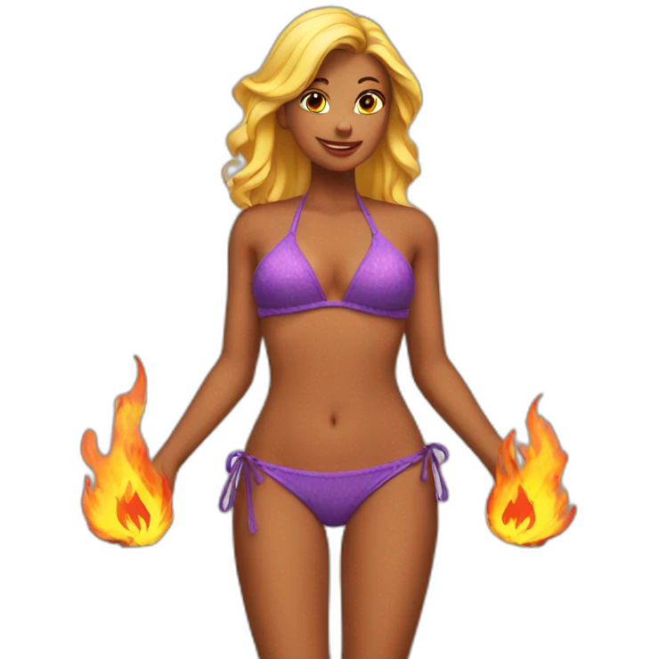 Bikini with flames emoji