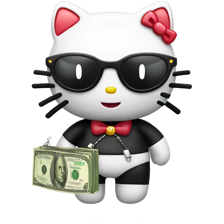 Hello Kitty with grills on teeth and a money sign necklace  emoji