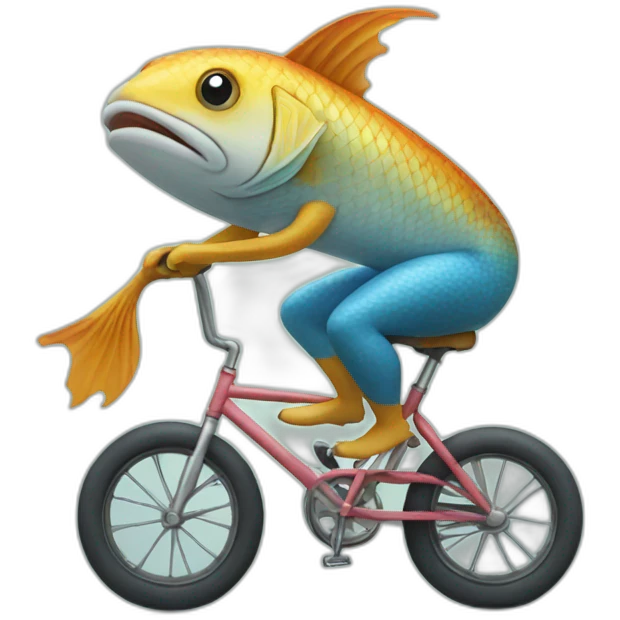 Fish riding a bike emoji