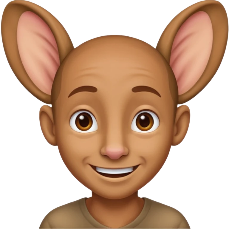 ذكر اذنيه كبار وخشمه كبير وعريض ويبتسم emoji