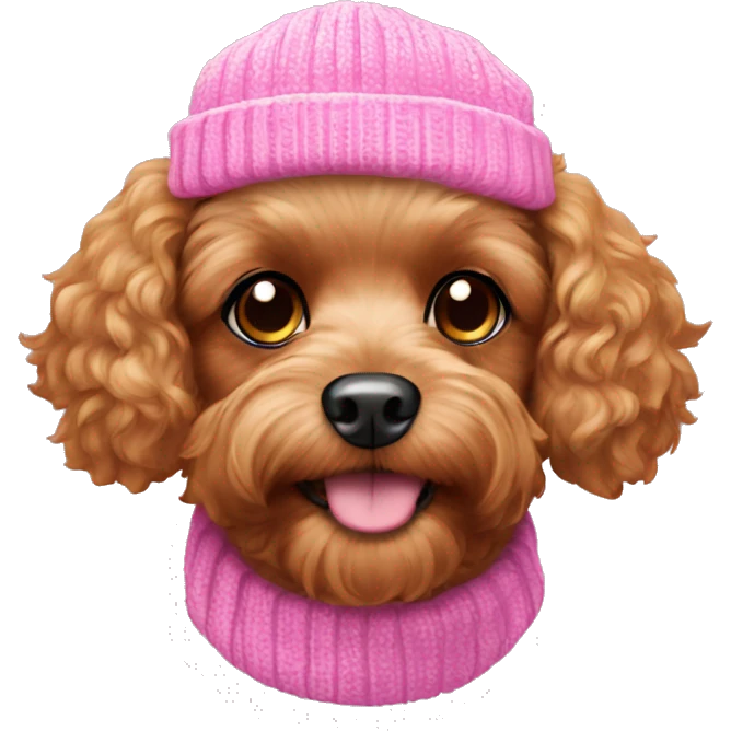 Toy cavoodle Dog wearing a pink beanie emoji