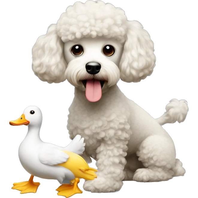 Poodle hunting a duck emoji