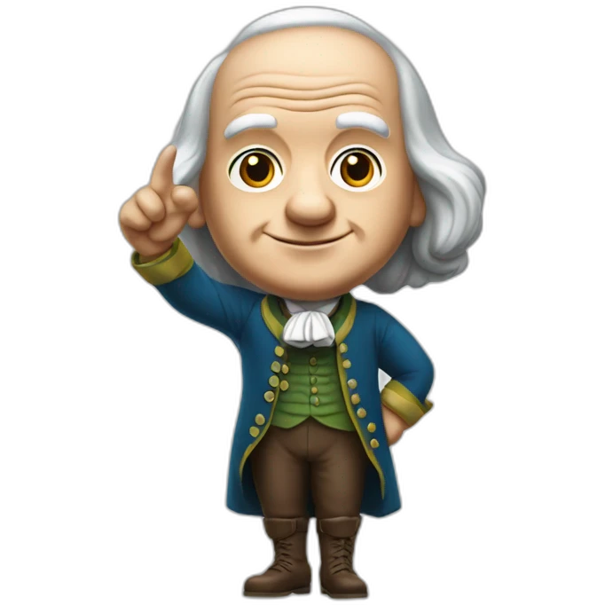 benjamin franklin with an arm up closed realistic emoji