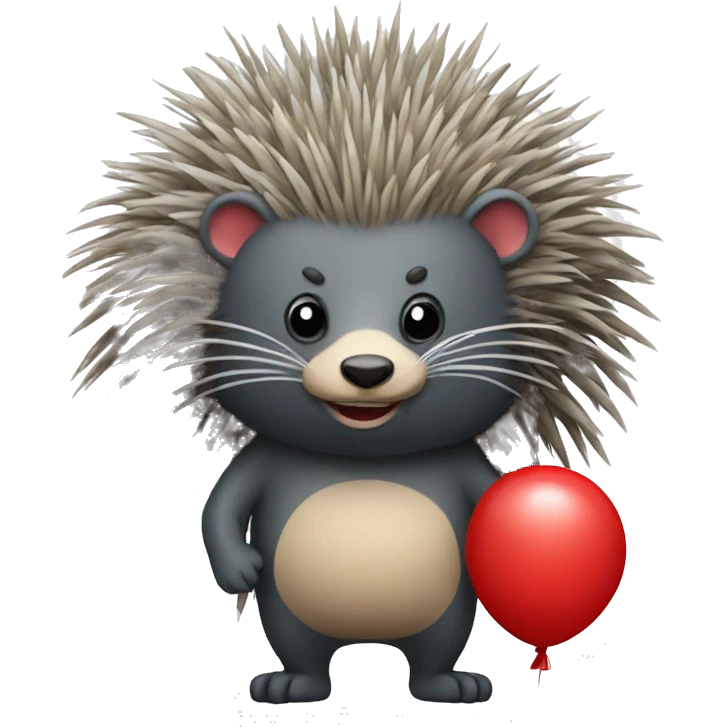 Porcupine holding a red balloon emoji