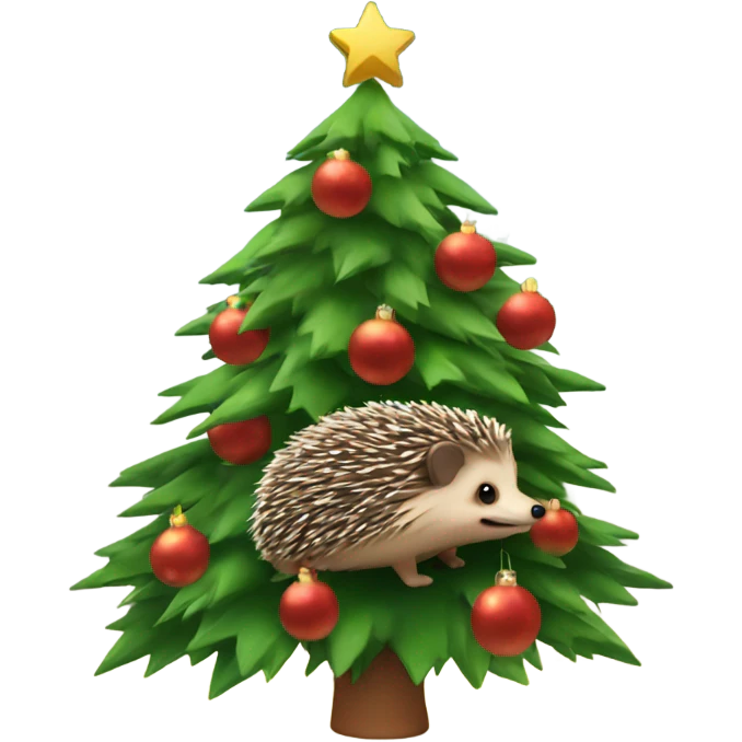 Hedgehog on a Christmas tree emoji