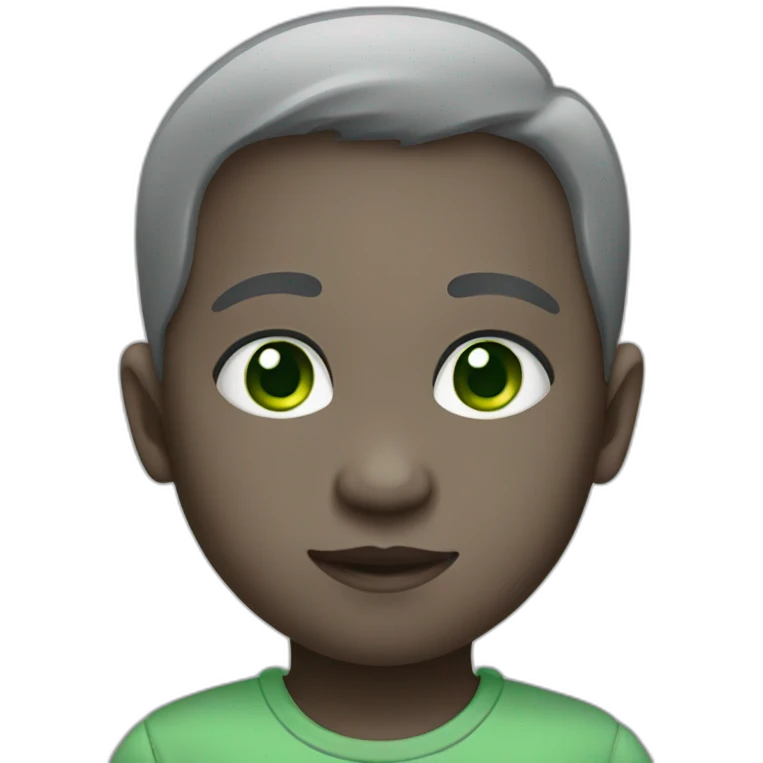 WhatsApp infant emoji with grey skin and green eyes emoji