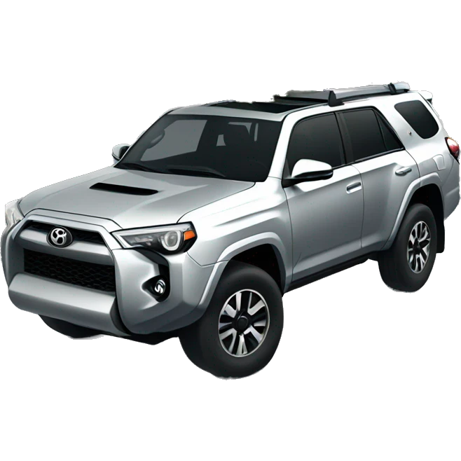 A silver Toyota 4Runner with a christmas tree on the roof.  emoji