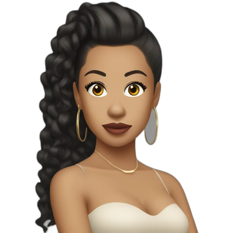 keyshia cole with a round face and long dark hair and hoop earrings emoji
