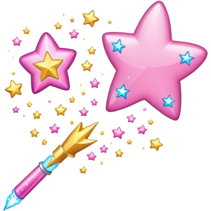 wand with a shooting star pink heart instead of a star at the end of a wand emoji emoji
