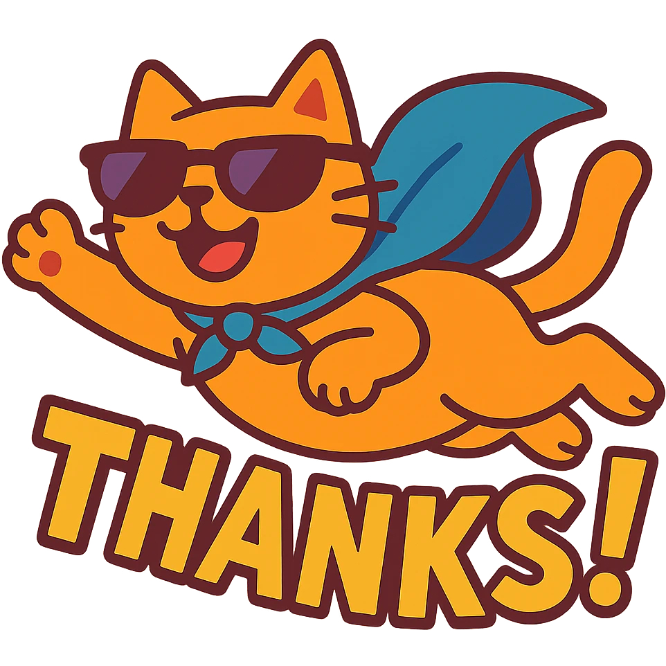 fun and lively flying cat wearing sunglasses, expressing thanks emoji