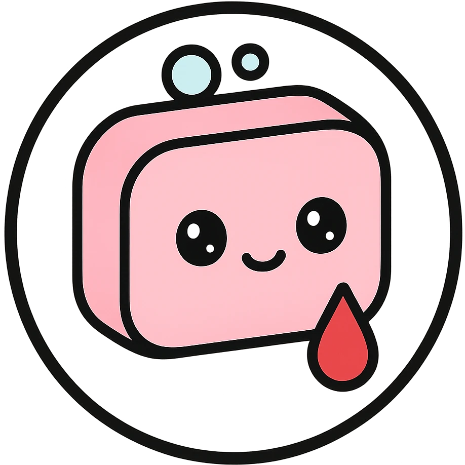 little alchemy style icon
subject: blood soap
border: medium-black
shape: round, circular
background: white
style: full color fill with medium black outlining emoji