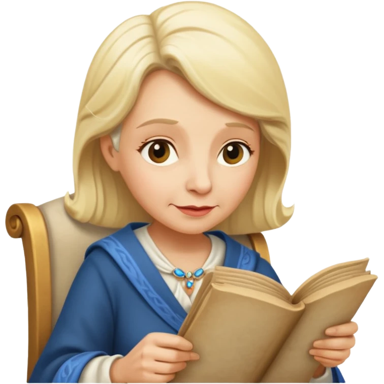 Old blonde lady reading a scroll emoji