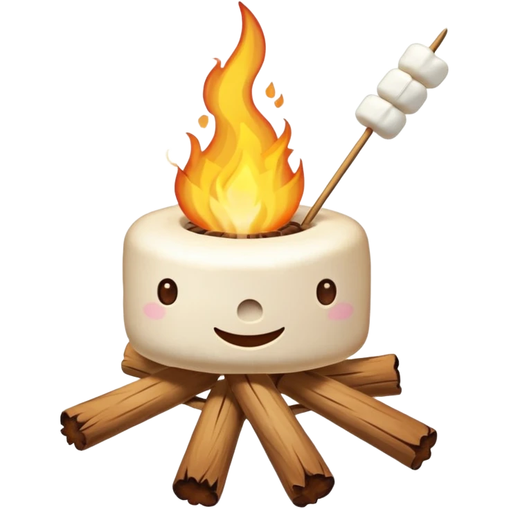 bonfire, with marshmallows skewer emoji
