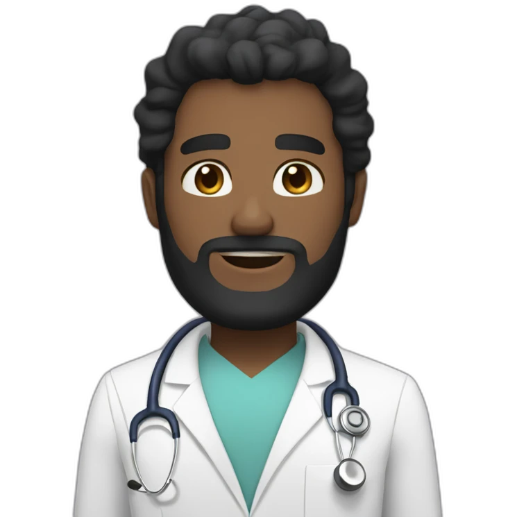 black bearded white skin Aesthetic doctor saying hello emoji