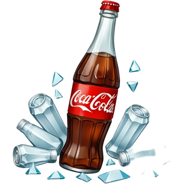 bottle of coca cola broken in the middle glass shards emoji