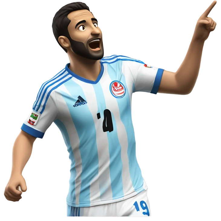 Mapping out Arda Güler's goal celebration, he’s got his right hand on his chest and his left hand pointing skyward, as described earlier emoji