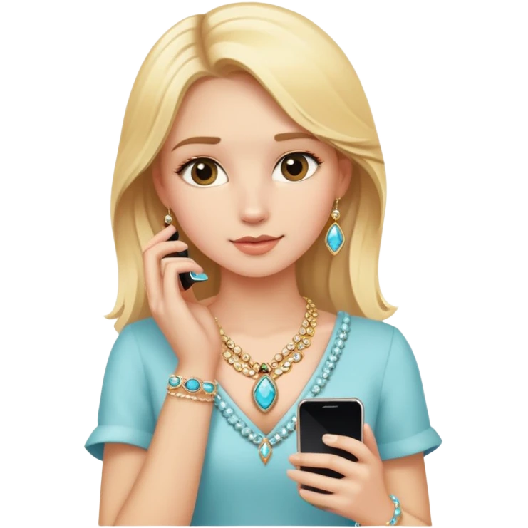 blonde girl with jewelry phone emoji