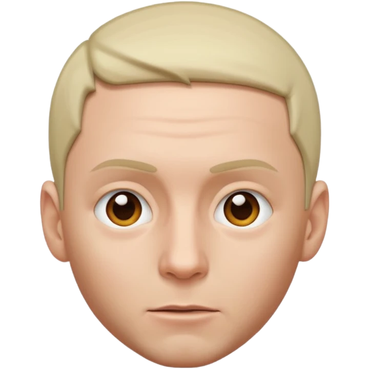 Create an iOS-style emoji of Eminem. Neutral facial expression, front-facing head only. Close-cut hair. Clean Apple emoji style, smooth shading, simple shapes, plain background. emoji