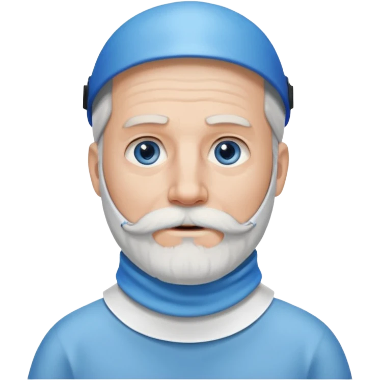 Older man with a long beard, a neck brace, and blue eyes. emoji