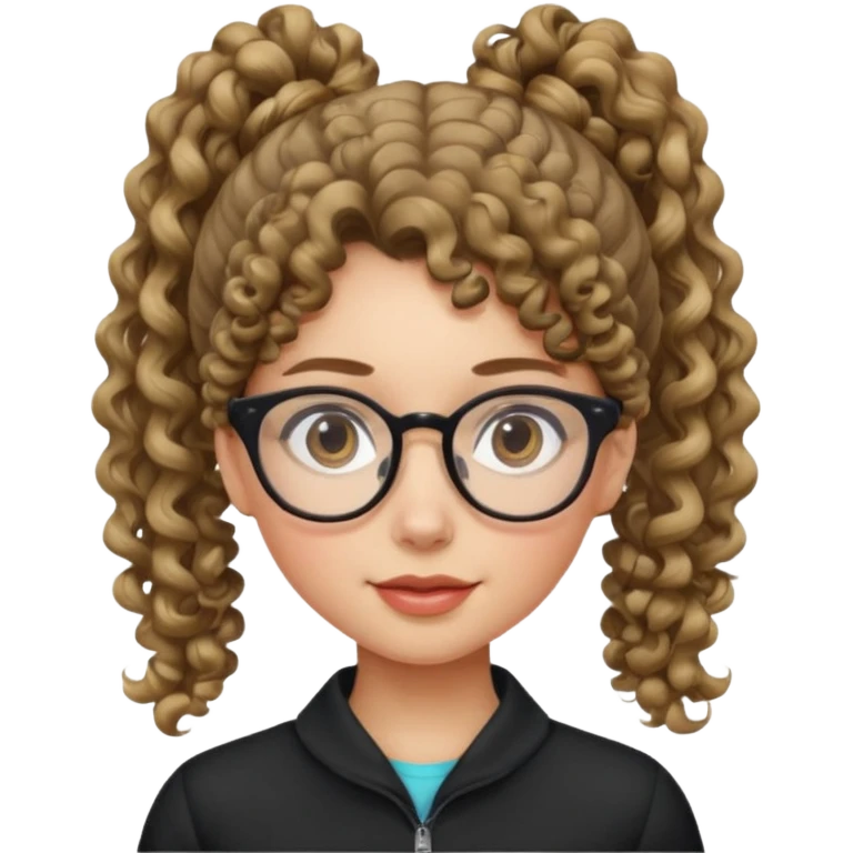 hija con gafas y cabello rizos con una coleta alta emoji