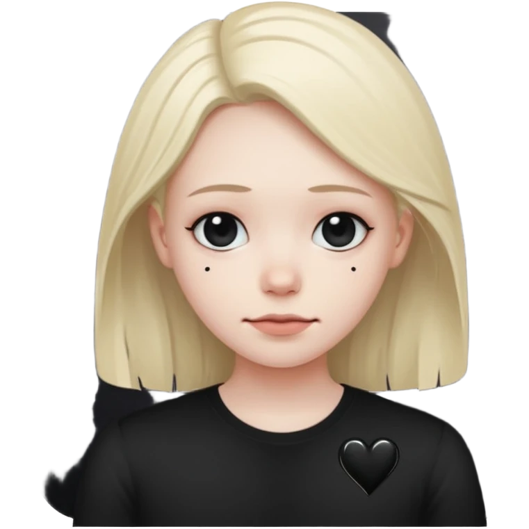 Smiley triste avec un sourire et des cœur noir emoji