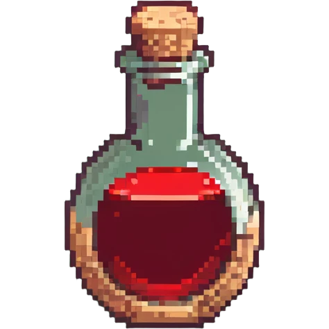 health potion, round bottle, red liquid, cork stopper emoji