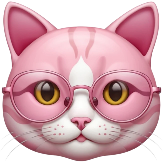 Rose pink glasses, cat type shaped. Negative: cat. emoji